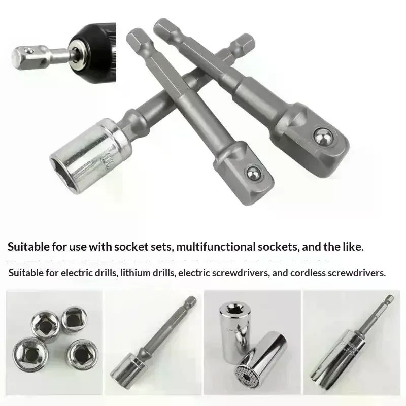 /TPz/1/3Pcs Power Tools Chrome Vanadium Steel Socket Adapter Seth EX Shank To 1/4 