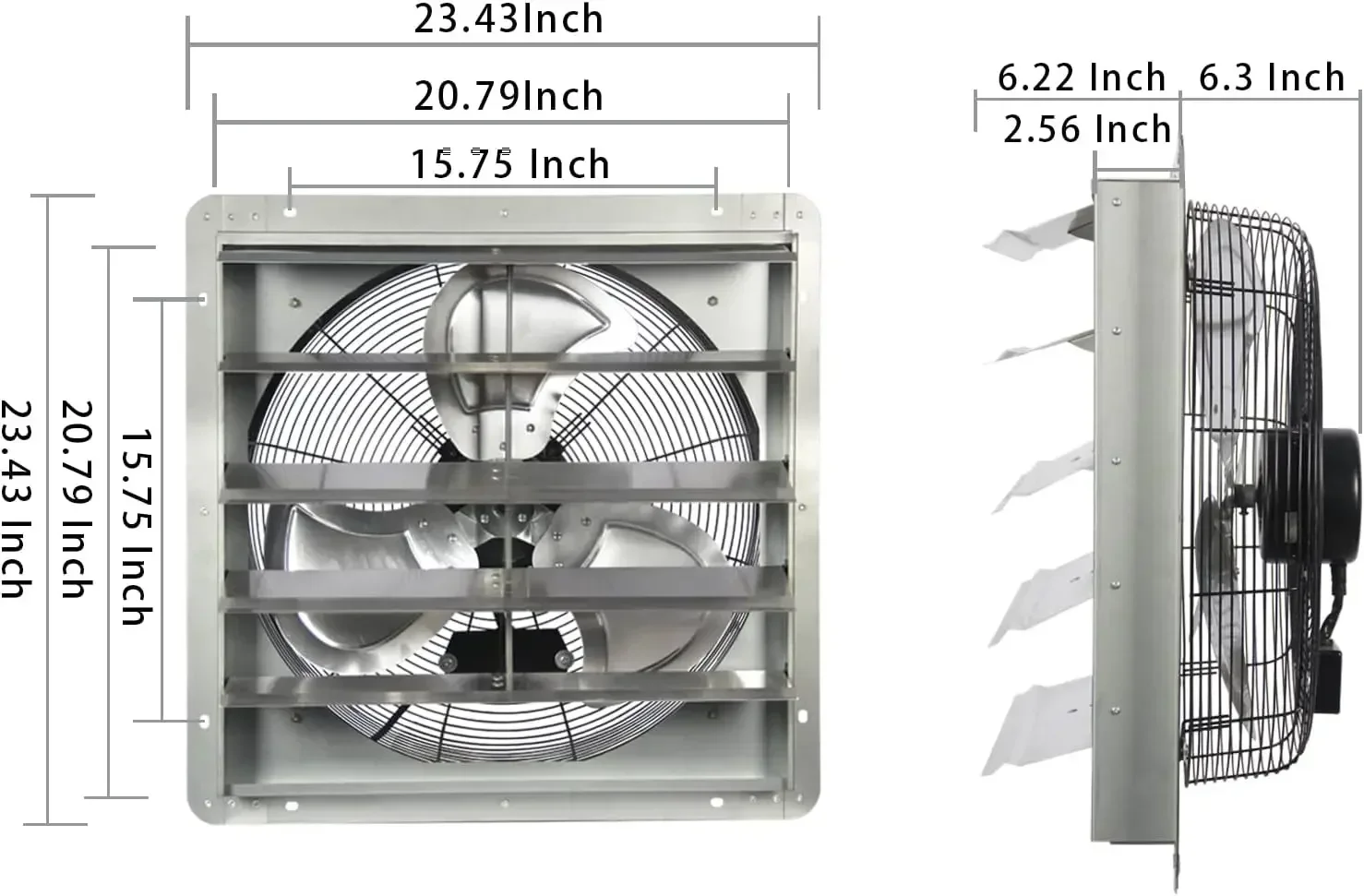 KEN BROWN-Ventilateur à Obturateur de 20 Pouces, avec une Puissance de 1.65 Mètres, Montage Mural, Grande Vitesse de 3500CFM, pour Garages