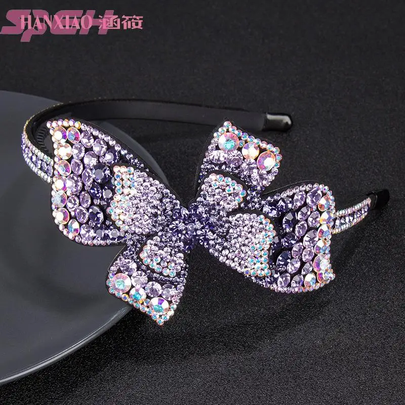 Rhinestone bow hair band Korean diamond hairpin women's simple and versatile external headband large diamond