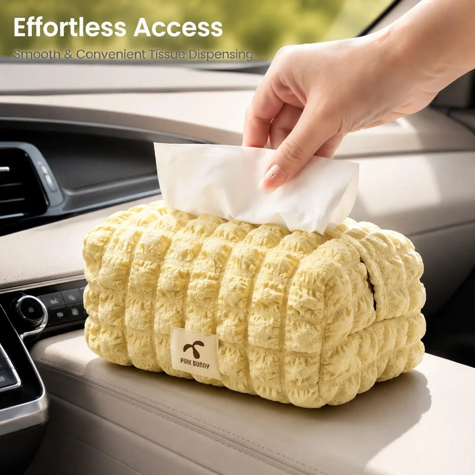 Modern Fabric Tissue Box Holder Luxury Square Dispenser Organizer for Car Console and Home Table