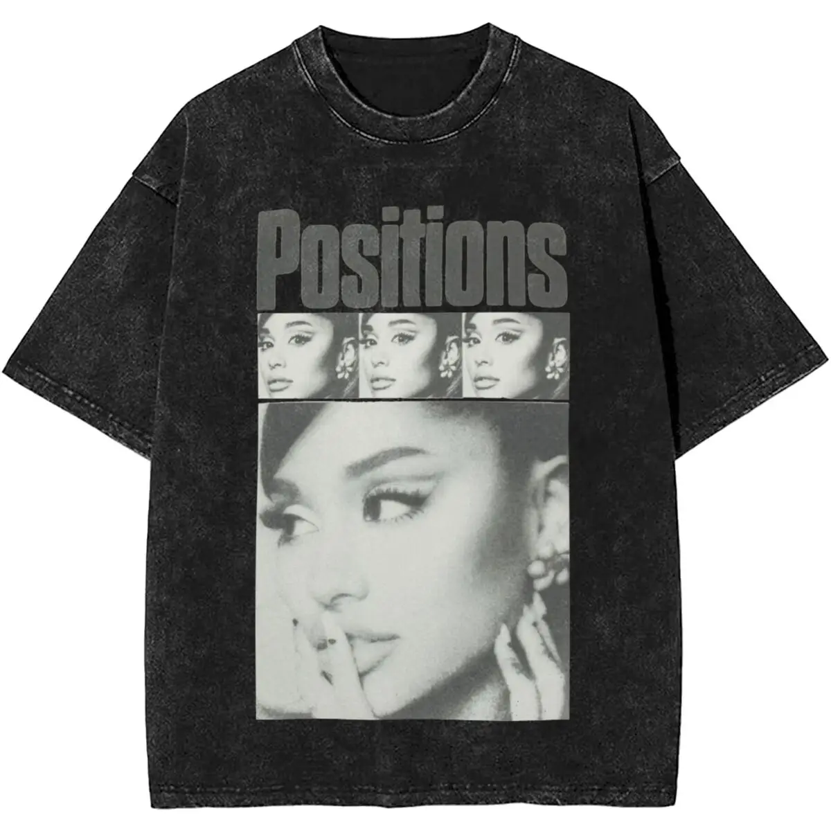 Oversize Ariana Grande Positions Rewind Album Merch Shirt Washed Style for Men Women Eternal Sunshine T-Shirt Vintage Top Tees