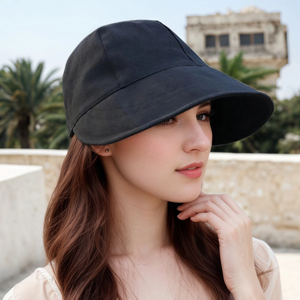 Womens Sun Hat UV Protection Hiking Fishing Hats Wide Brim Hat Adjustable Ponytail Packable Sun Cap