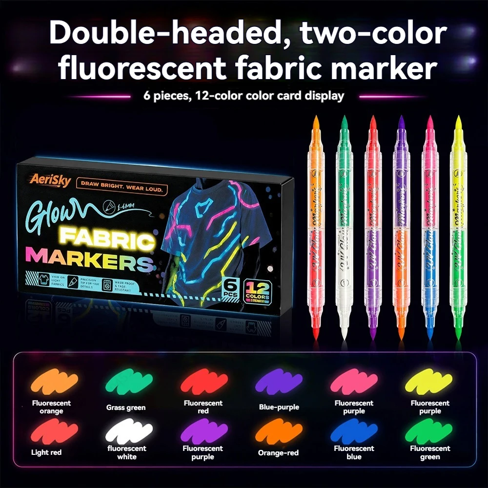 12‑Color Neon Fluorescent Painting Pen,UV Reactive Drawing Markers,easy To Color Art Pen Halloween Costume Party DIY Painting
