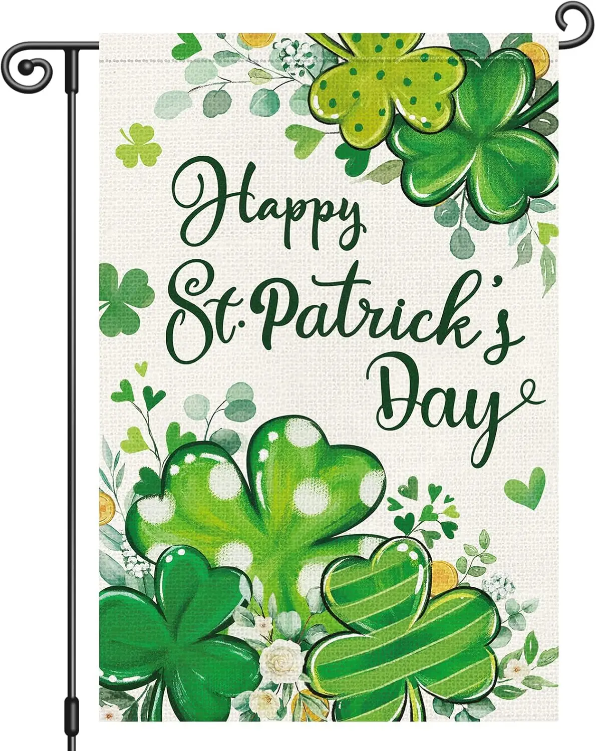 Heyfibro Happy St Patrick's Day Garden Flag 12x18 Inch Double Sided Lucky Shamrocks Garden Flag Seasonal Small Yard Flag ZZM