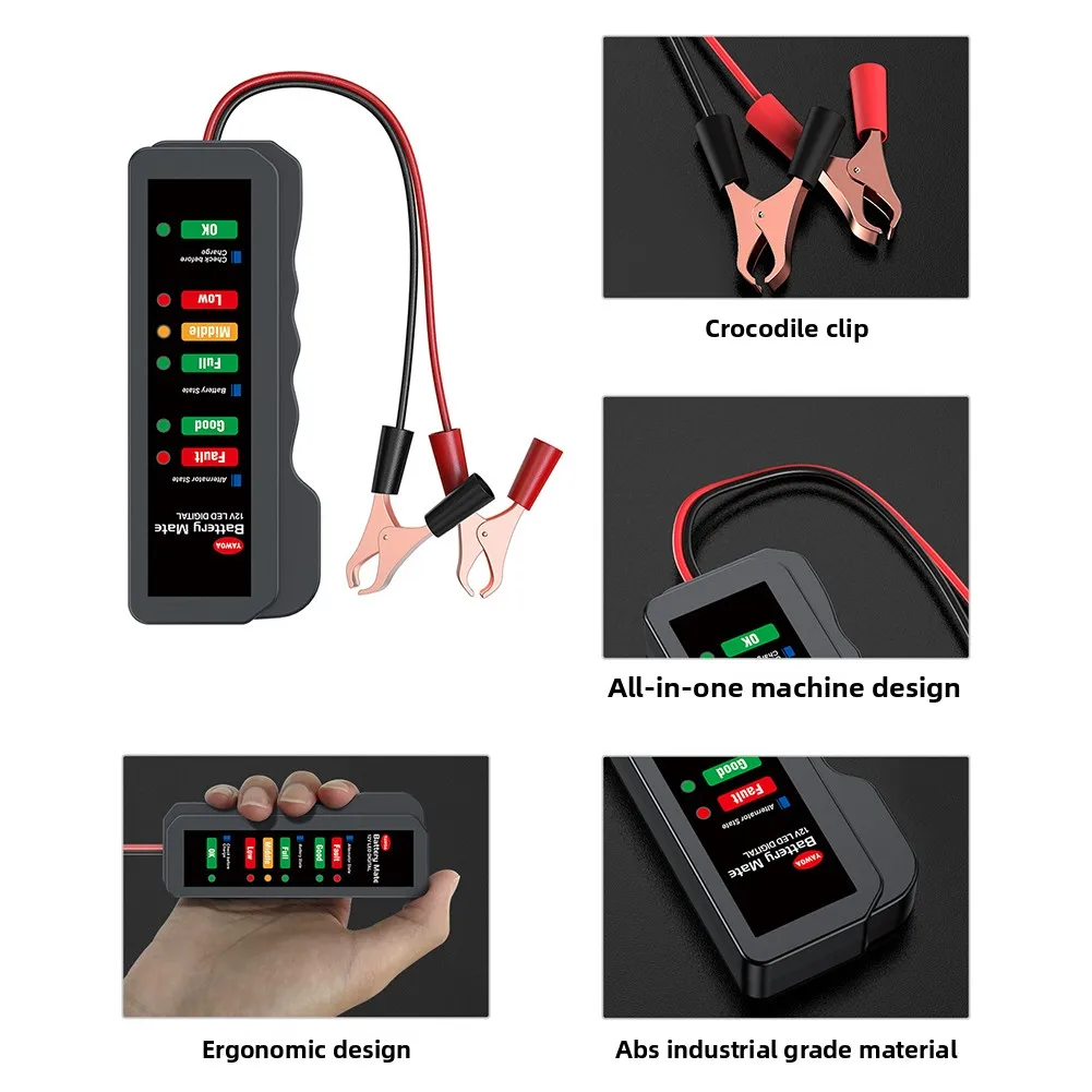 12V Car Battery Load Tester Diagnostics Tool CCA Digital Battery Health Checker Analyzer Fast-Accurate Emergency Check Repair