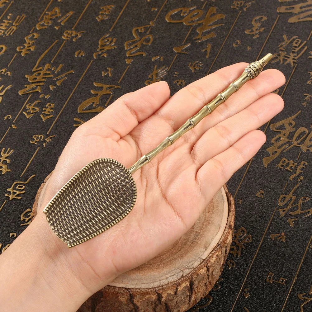 

Vintage Brass Long Handle Tea Spoon Measuring Loose Leaf Coffee Spice Scoop Retro Decorative Copper Coffee Scoop