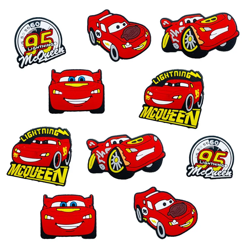 10PCS Red  Car Shoe Charms DIY Cartoon Garden Shoes Decorations Accessories for Clog Sandal Buckle Kids Party Gifts