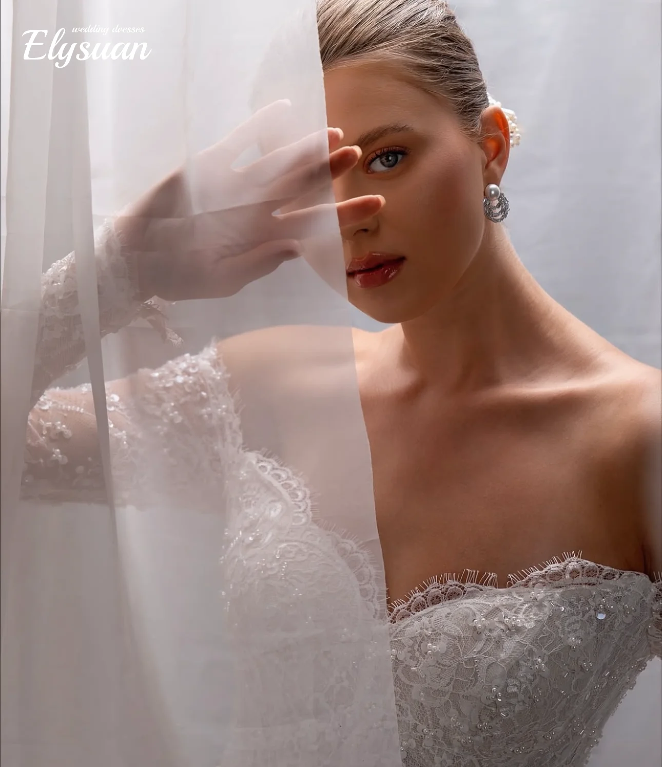 Vestido de novia personalizado con hombros descubiertos y escote en forma de corazón con cuentas bordadas, Vestido de novia de princesa, Vestido de novia