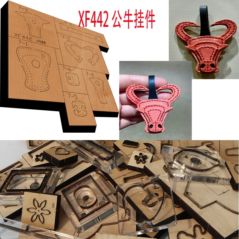 

Handmade Wooden Cattle Pendant Knife Die Leather Craft Punch Hand Tool Cut Knife Mould XF442 Leather Craft Tools