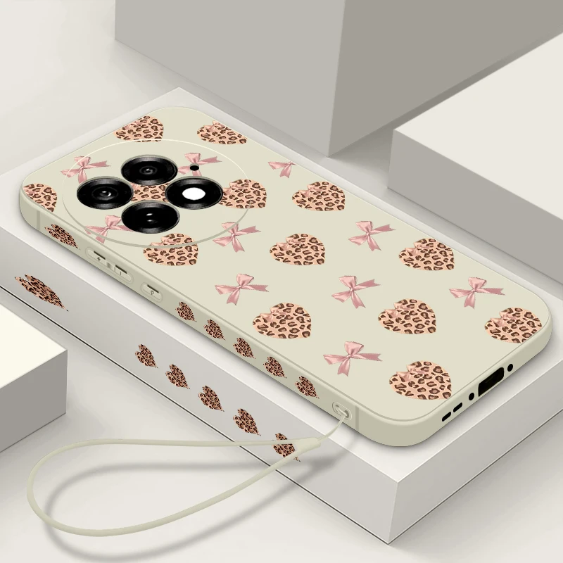 Leopard Print Hearts Bow Soft Lanyard Phone Case For OnePlus 15 13 13T 12 13R 12R 11R Nord 5 Ace 5 3 2 5G TPU Shockproof Cover #5