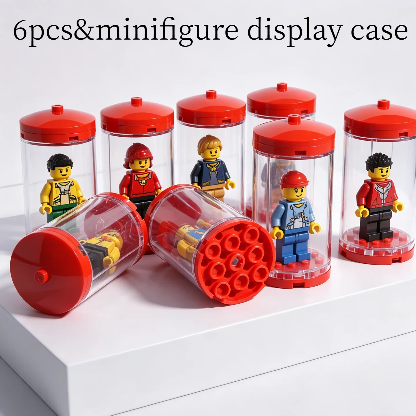 6pcs DIY Minifigure Display Case Clear Acrylic Dustproof Storage Box Individual Collectible Mini Figure Organizer Stand Building