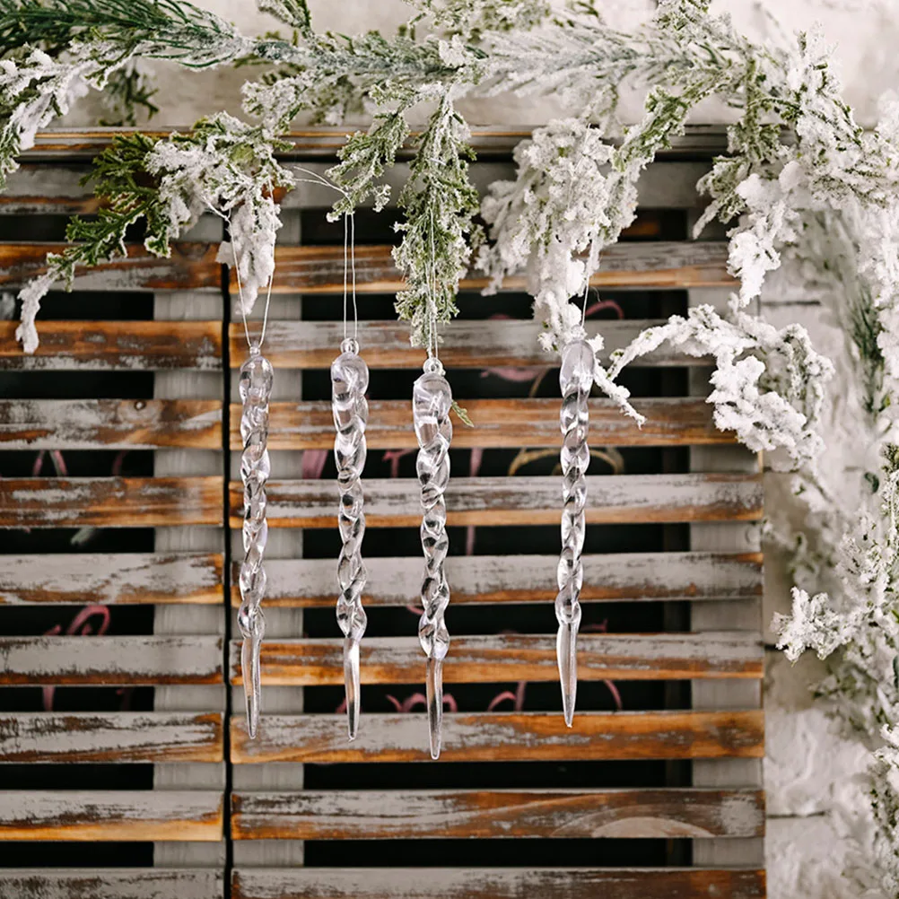 

36 Pcs Glass Christmas Ornaments Decorative Hanging Icicles Decorations Tree Icecycles Holiday for