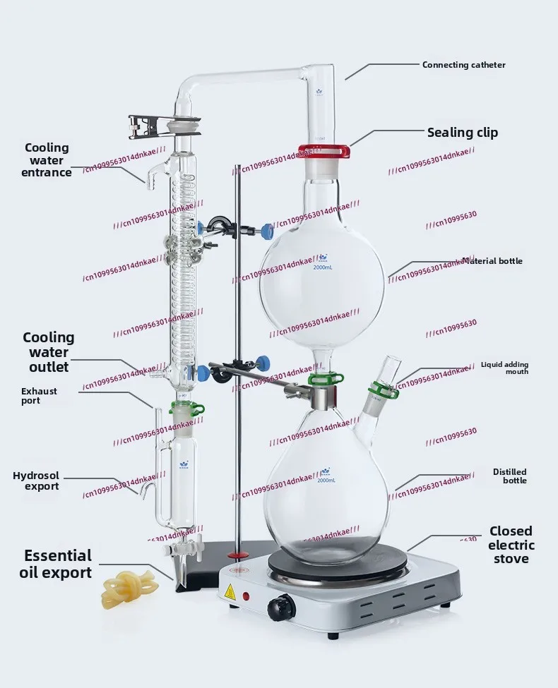 

Essential Oil Extraction Separator 500/1000/2000ml Hydrosol Distillation Equipment Condenser