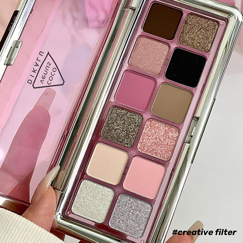 DIKALU Glitter oogschaduwpalet voor glanzende modieuze oogmake-up Cementkleur Langdurig oogschaduwpalet Cosmetisch