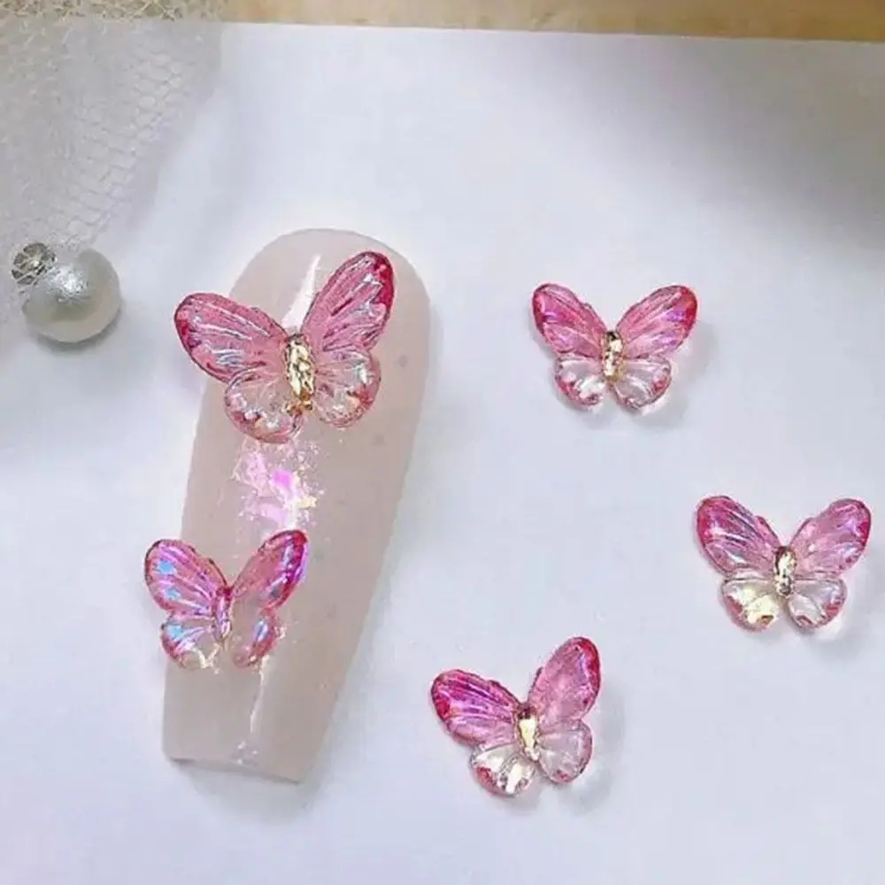 Scratch Resistant Butterfly Nail Art Acessórios, Resina Resistente Duráveis Decorações, Doce Exquisite, 20pcs