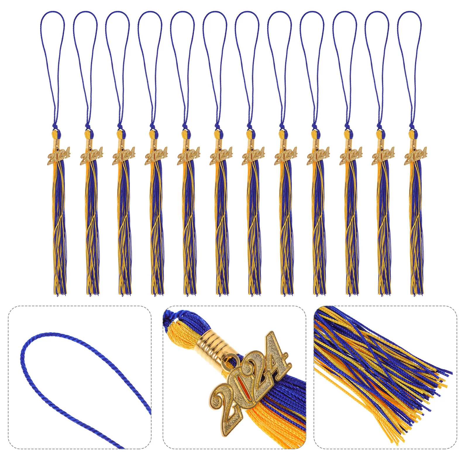 

12Pcs Graduation Tassels 2024 Academic Cap Tassels Elegant Design for Graduation Hat Accessories Unforgettable Memories