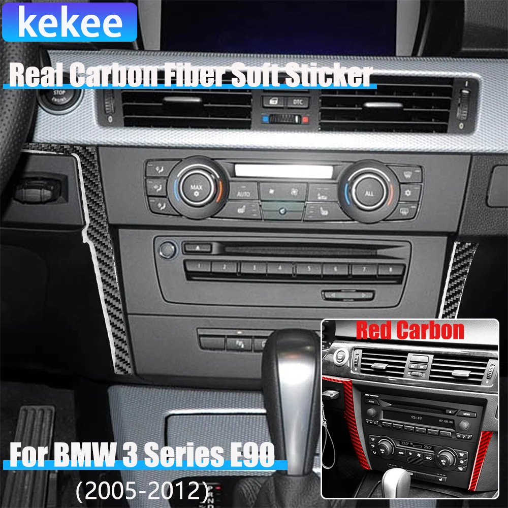 

Real Carbon Fiber Car Accessories Center Console Cover Sticker For BMW 3 Series E90 2005 2006 2007 2008 2009 2010 2011 2012