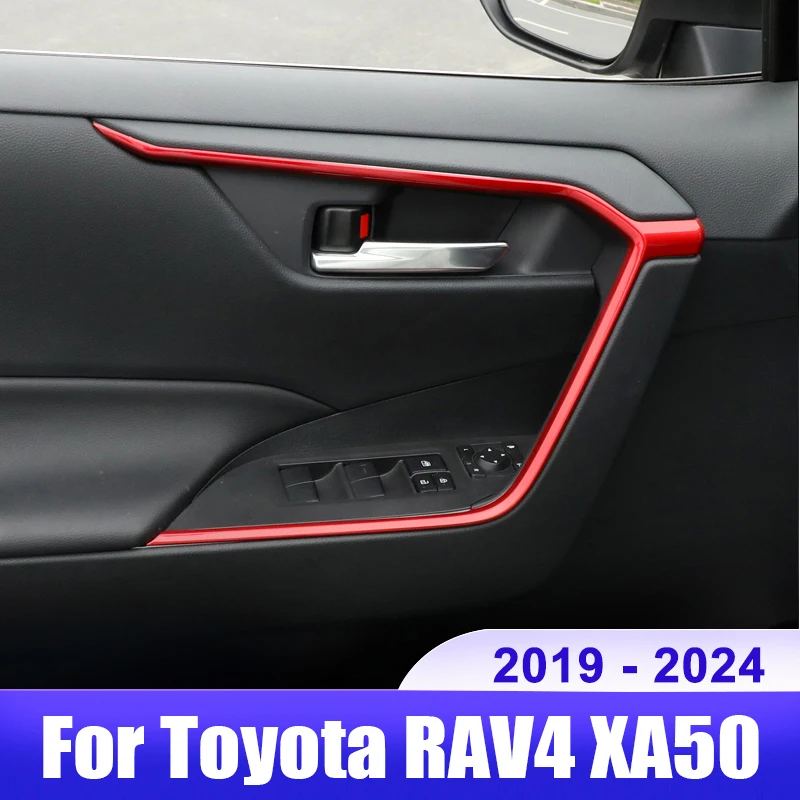 

For Toyota RAV4 XA50 2019 2020 2021 2022 2023 2024 RAV 4 Hybrid Car Door Inner Armrest Trim Cover Strip Accessories