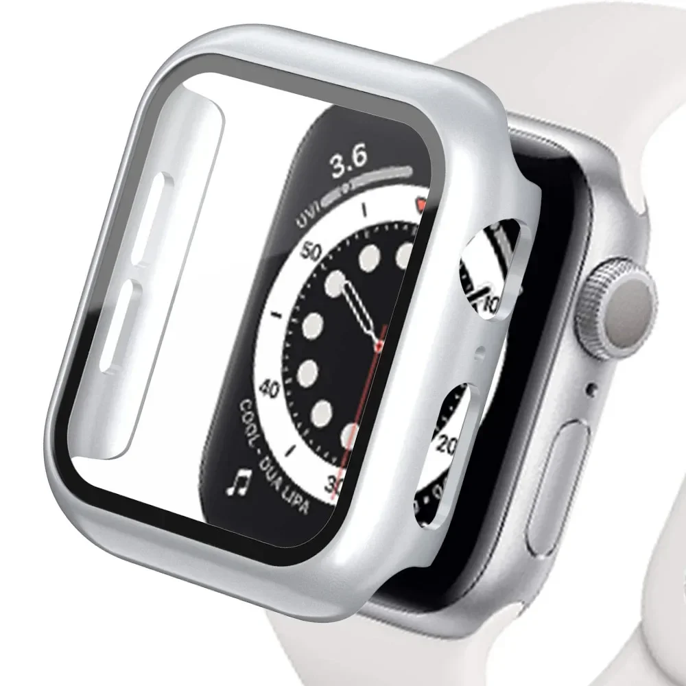 Gehard glas + cover voor Apple Watch Case Accessoires 45 mm 41 mm 44 mm 40 mm 42 mm Screenprotector Apple Watch serie 9 4 5 6 SE 7 8