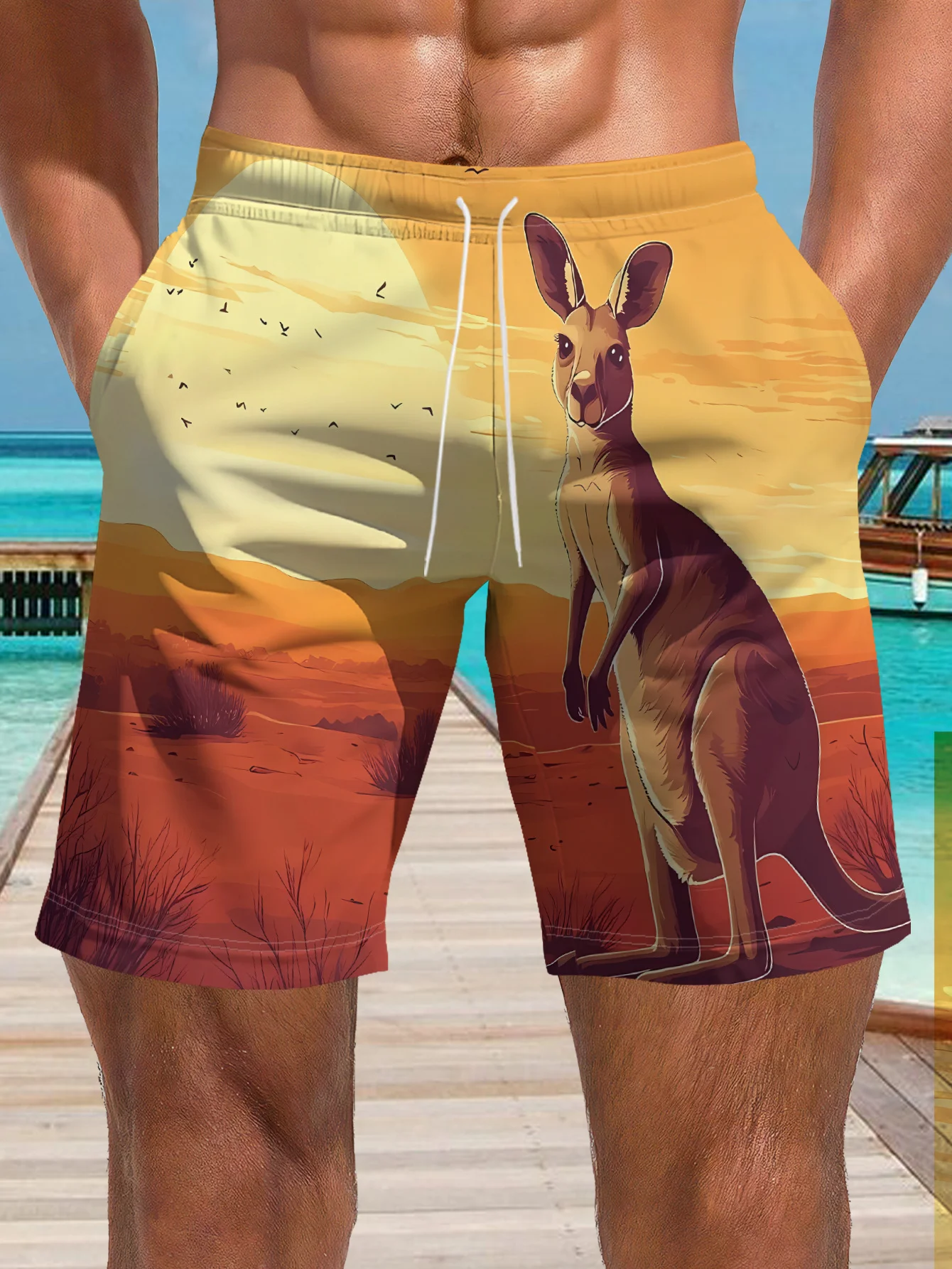 

Mens Dinosaur Skeleton Flame Print Quick Dry Drawstring Waist Beach Shorts Swim Trunks 2026
