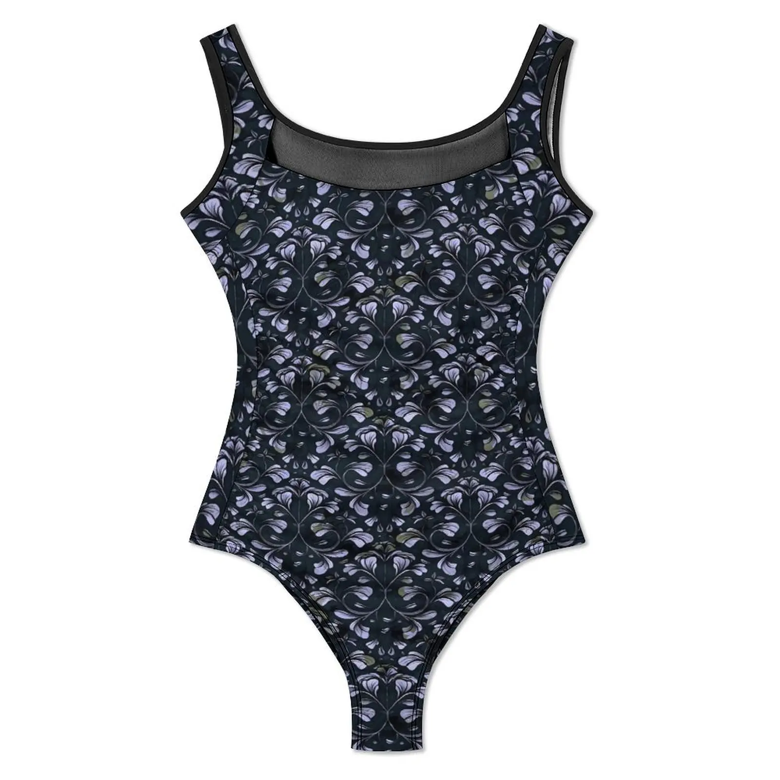 Baroque Print Swimsuit Vintage Floral Swimwear One Piece Sport Bodysuit High Cut Bathing Suits Women Push Up Sexy Beachwear Gift