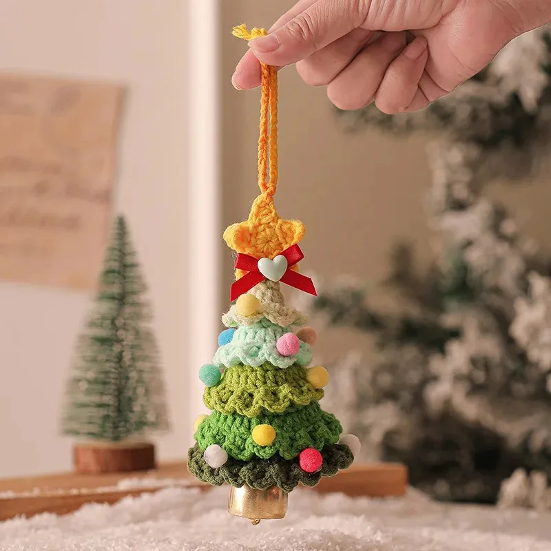 Small Decorations Christmas Plush Christmas Pendant Yarn Crochet Christmas Tree Decoration Car Pendant