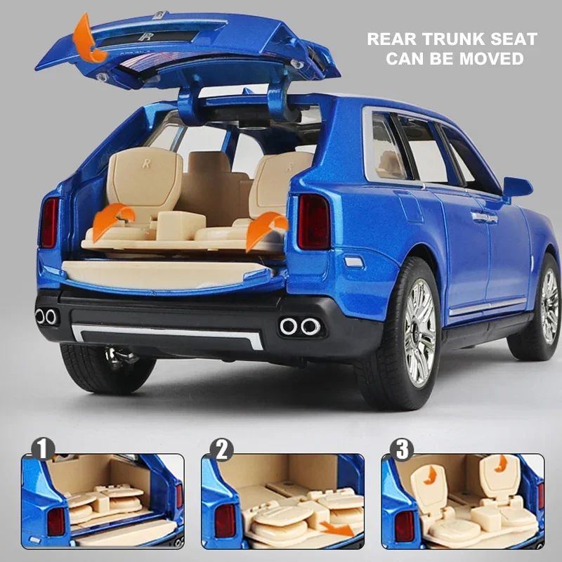 1:24 컬리넌 합금 자동차 모형 대형 시뮬레이션 SUV 금속 자동차 모형 라이트 사운드 풀백 스케일 자동차 미니어처 자동차
