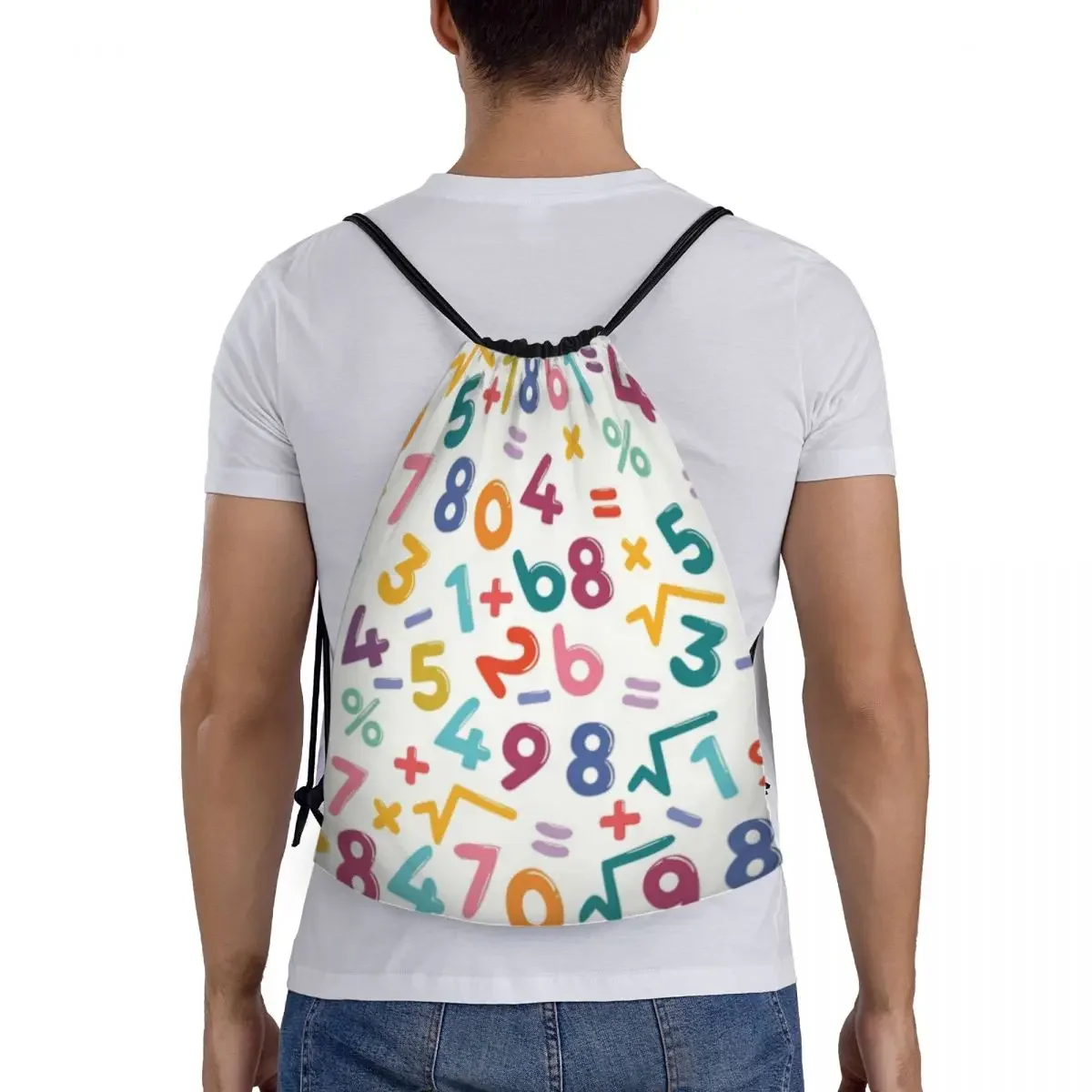 Colorato matematica e numeri zaino con coulisse borse donna uomo insegnante leggero studente palestra sport Sacks Sacks per lo Shopping