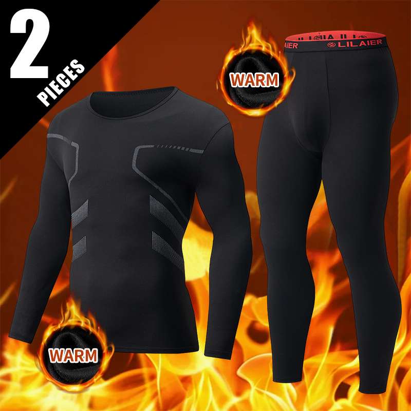  1/2-piece Autumn And Winter Men's Fashionable Printed Casual Sports Underwear Set Cycling And Running Plus Size Base Warm Suit 