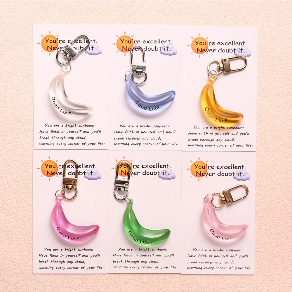 لطيف شفافة الموز المفاتيح حسن الحظ رسالة بطاقات التشجيع الإبداعية الهدايا الإيجابية على ظهره قلادة الإكسسوارات #2