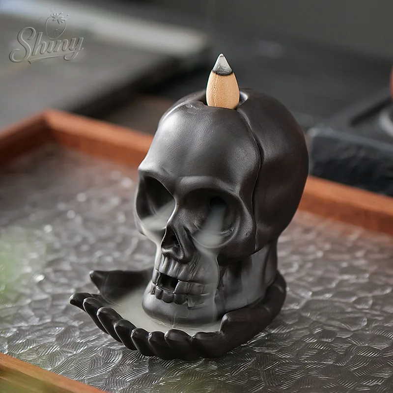 

Purple Clay Waterfall Reflux Incense Burner Creative Skull Reflux Incense Burner Home Decoration Ornaments Gift