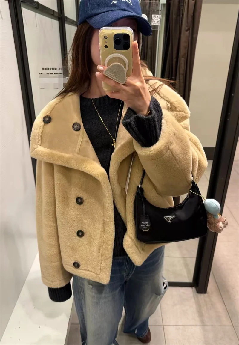 

Women's Thickened Reversible Jacket New Stand Collar Long Sleeve Warm Coat Autumn and Winter Fashion Casual Jacket