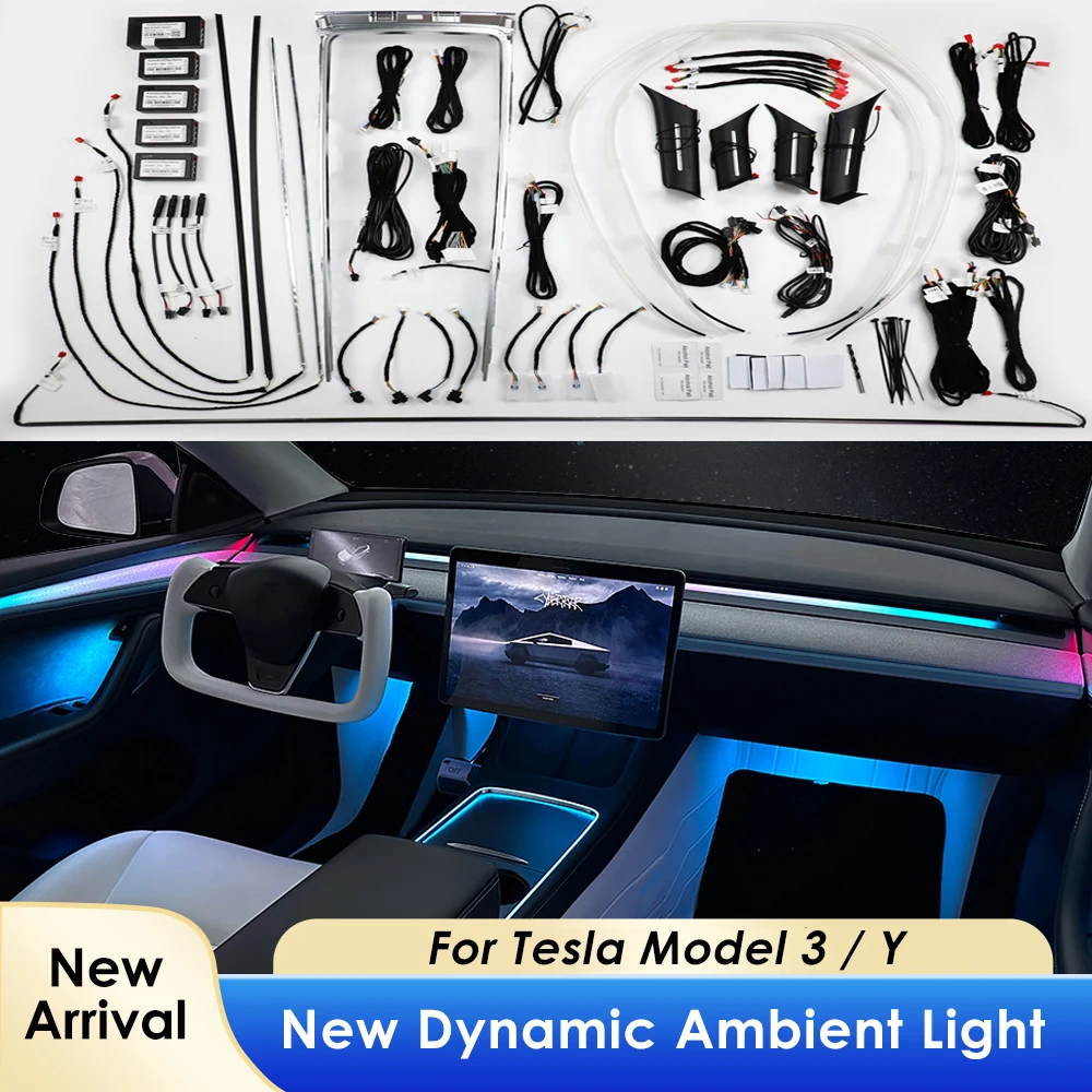 LED Ambient Light for Tesla Model 3 Y Car Retrofit Atmosphere Lamps Mobile APP Control Ambient Kits