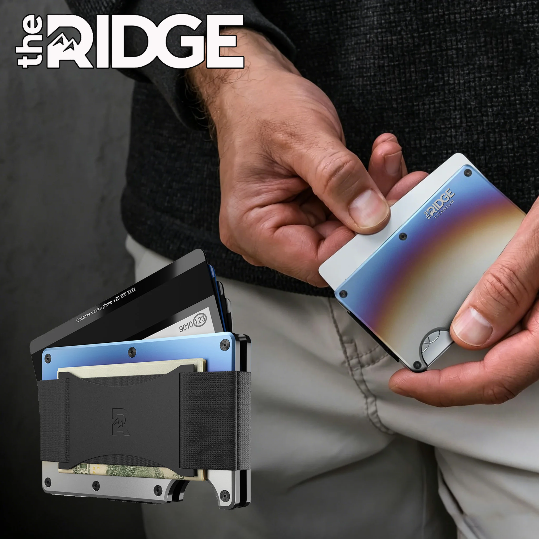 The Ridge Wallet for Men, RFID Protected Front Pocket Wallets for Men - Slim Minimalist Compact Wallet and Card Holder