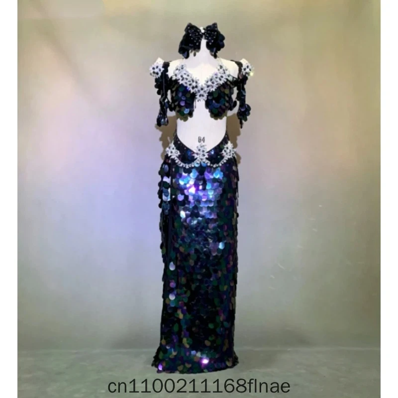Belly Dance Performance Costume Original Design Flash Film Folk Robe for Female Stage Dance Performance Costume