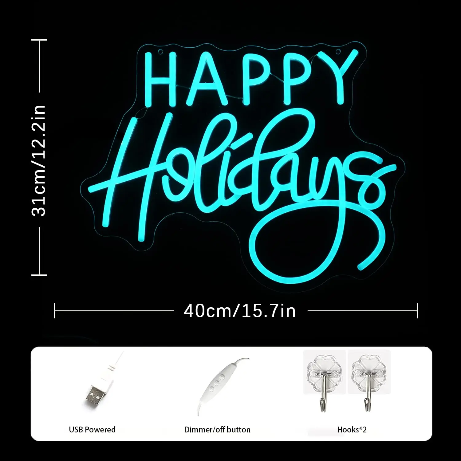 علامة نيون لعطلات سعيدة لديكور الحائط وأضواء العطلات وعلامات نيون LED لعيد الميلاد لعيد الميلاد وعيد الشكر ورأس السنة الجديدة #2