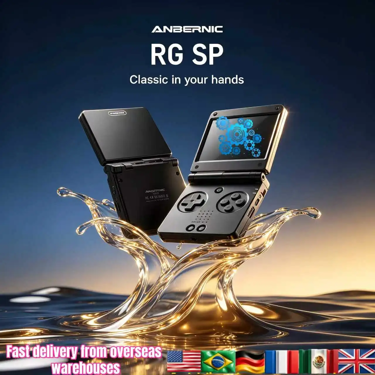 Портативная игровая консоль Anbernic RGSP Flip Classic с 3,4-дюймовым IPS-экраном, Linux 64-бит, 3300 мАч, ретро-игровая приставка, Wi-Fi, HD-подключение к телевизору RG SP