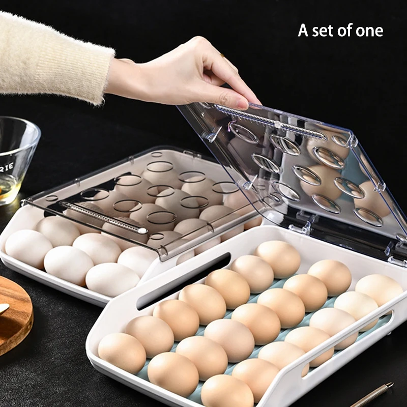 Auto Roll Transparent Egg Tray Storage Box Dispenser Holder Egg Skelter