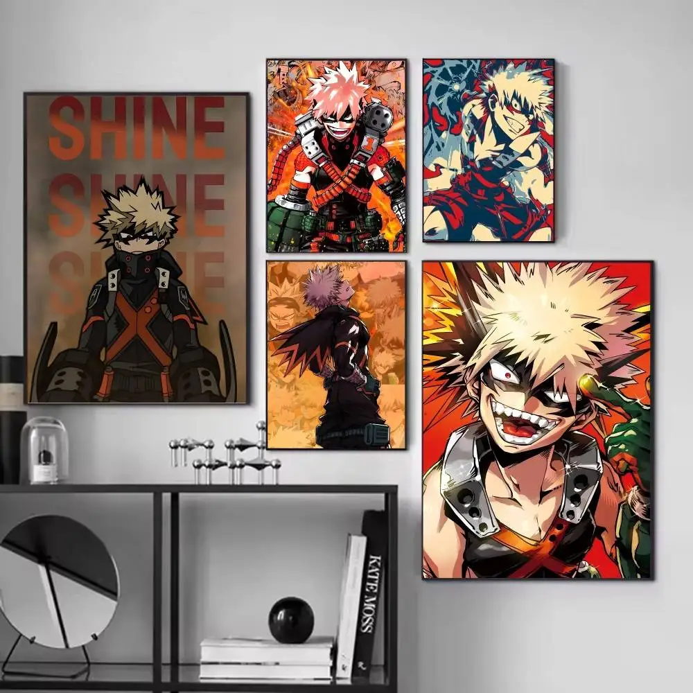 1PC Anime My Hero A-Academia Bakugo Katsuki Posters Fancy Wall Sticker for Living Room Bar Decoration Wall Decor