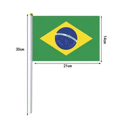 10 Pcs/lot Brazil Hand Waving Flags 14x21cm Brazil Flag Wholesale