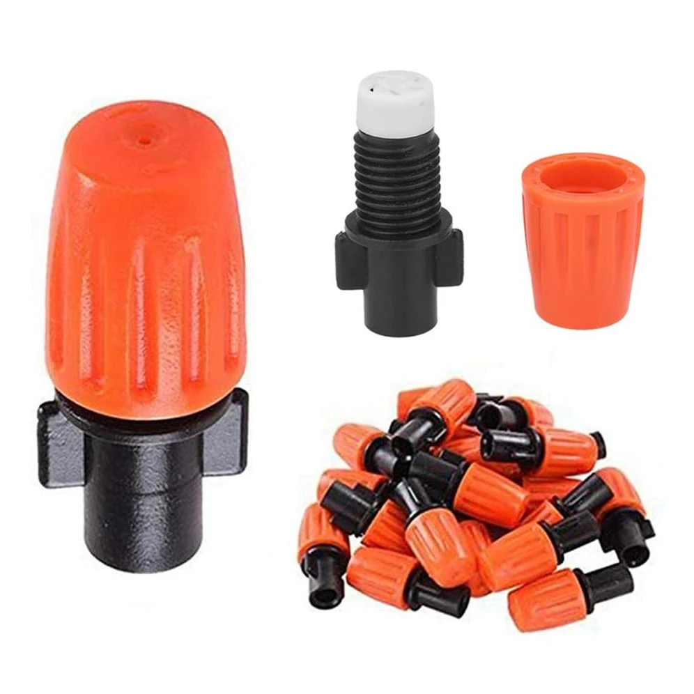 AT02-60 Pcs Micro-Spray Adjustable Flow Irrigation Drippers, Garden Adjustable Sprinkler Drip Irrigation Misting Drip Kit