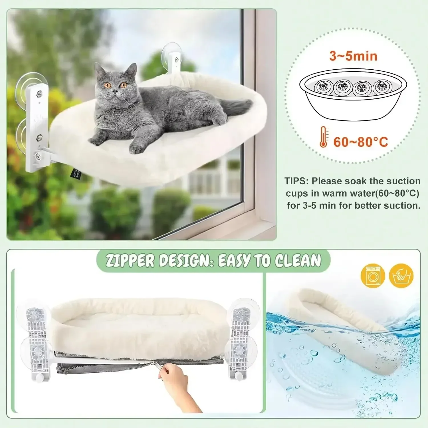 Winter Cat Hammock Foldable Pet Bed with Suction Cup for Window Balcony Sunbathing Glass Hanging Pet Nest Habitat Cat Supplies view 2