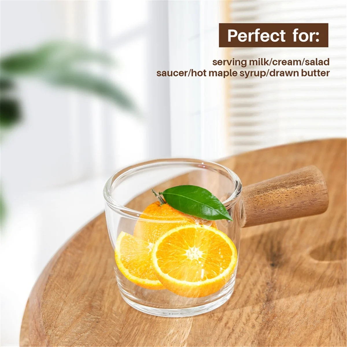 Crémier en verre transparent avec manche en bois, mini pichet à café et à lait, 2 pièces 50ml, contenance de 50ml