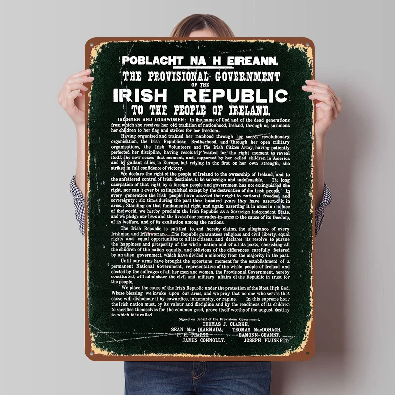 Irish Proclamation Ireland Printed Poster Customized Wall Art Retro Vintage Metal Tin Signs for Home Garage Accessories House