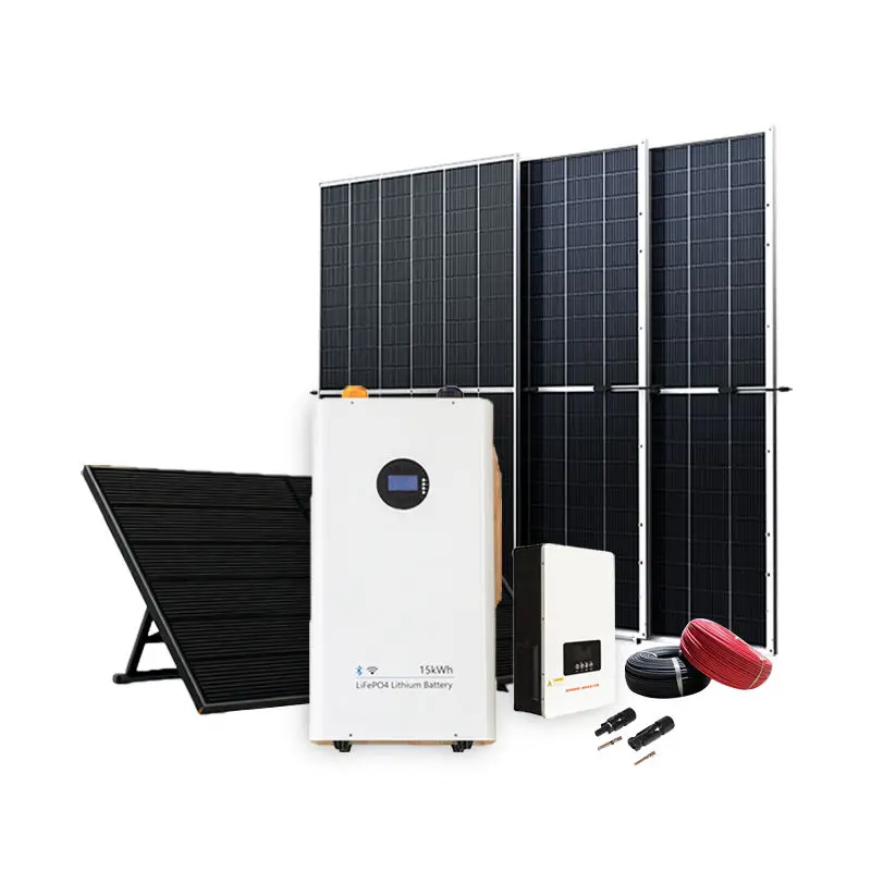 5kw 10kw Home Balcony Hybrid Solar System, High Conversion Panel, Adjustable Bracket Complete Kit