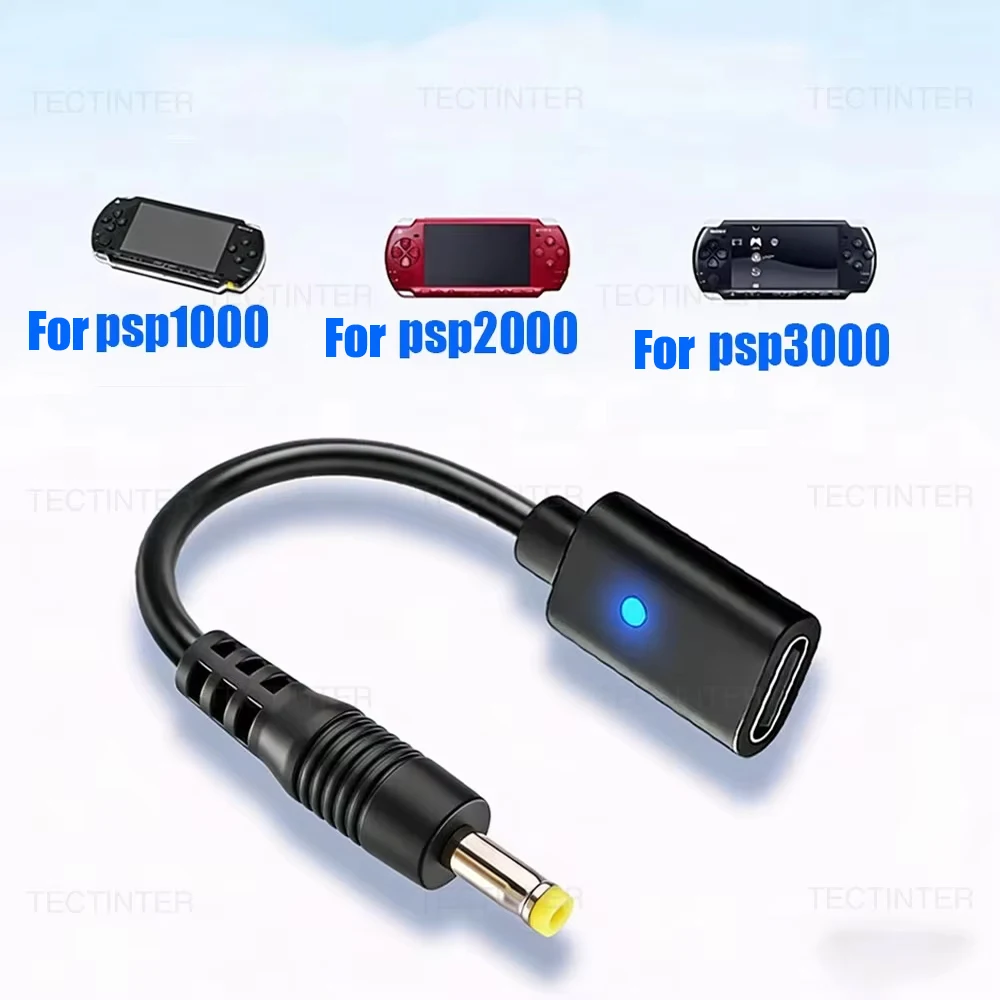 USB C Cable for PSP1000 2000 3000 Console Charging Adapter Type C LED Converter for PSP 3000 Game Console Power Cord Wire