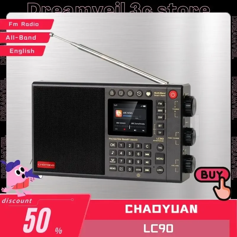 

Chaoyuan LC90 Radio Bluetooth Wireless All-Band FM Radio With Card Screen Outdoor Subwoofer Speaker Global Radio Receiver custom