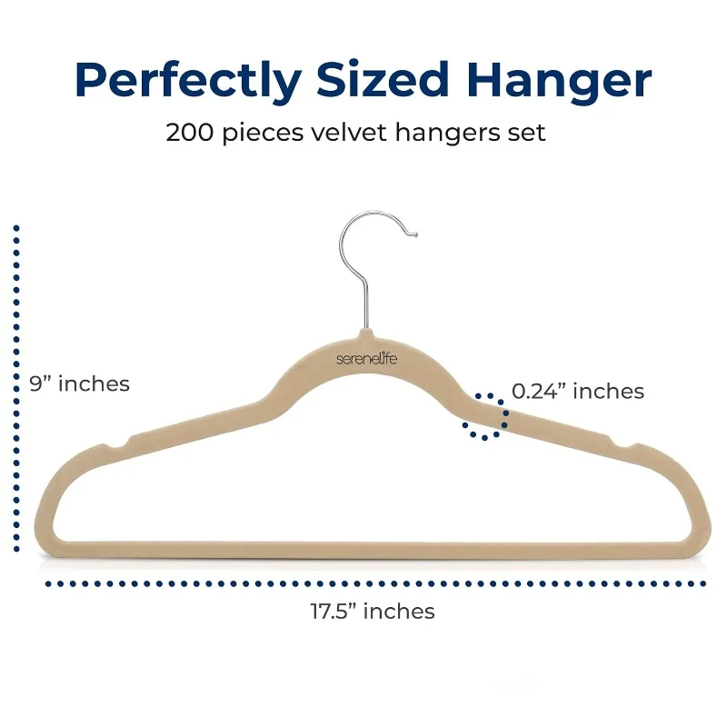 Velvet Hangers 200 Pack - Non-Slip Felt Hangers with 360° Swivel Hook - Ultra-Thin, Lightweight Velvet Hangers for Sh