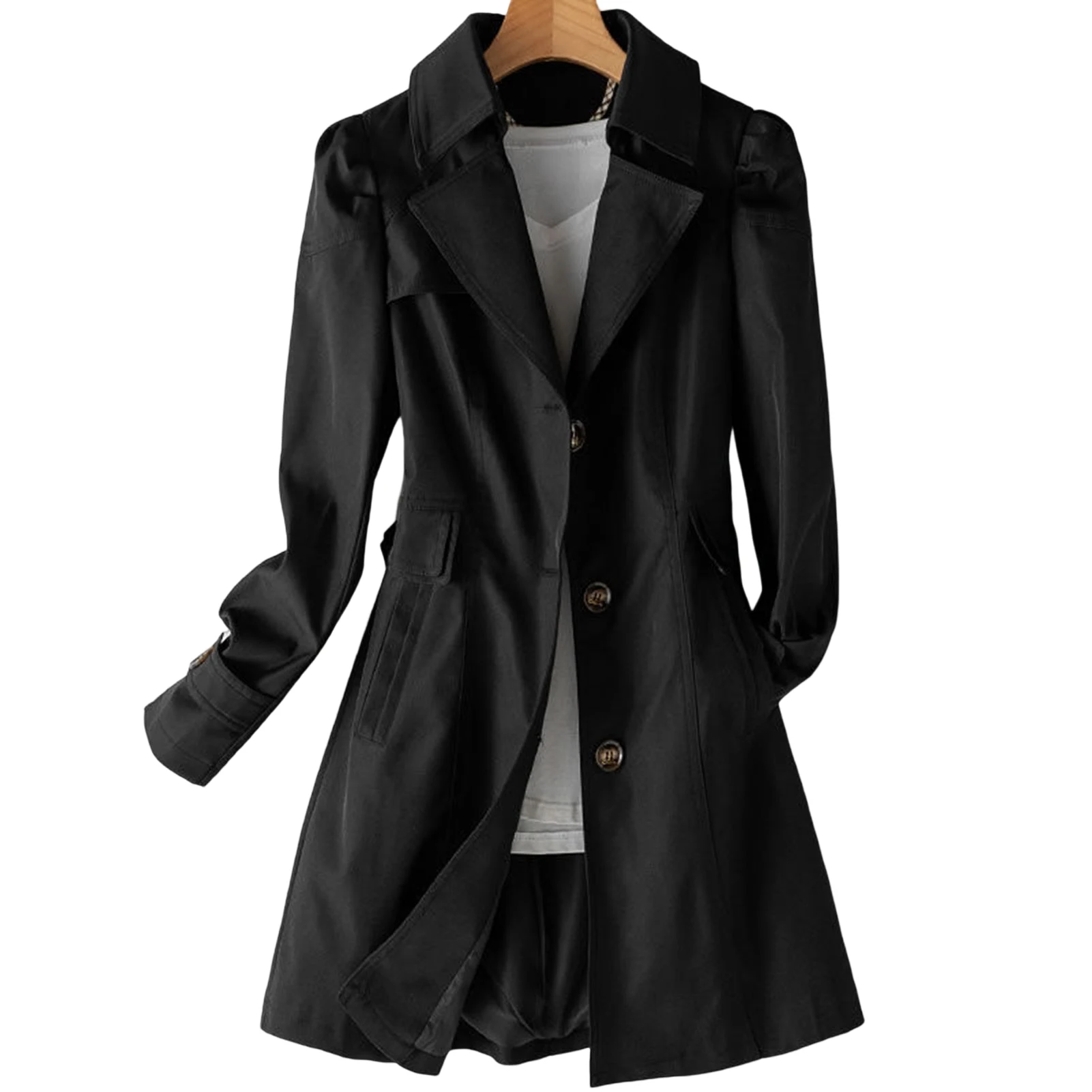 

Casual Slim Fitting Top Coat Slim Fit Solid Color Belted Waist Trench Coat for Women Formal Daily Party Ball