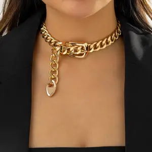 Choke By Idkhbtfm vintage Cuban Chain Choker Necklace Unisex Punk Metal Link Collar